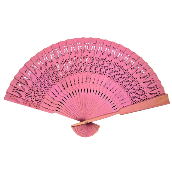 Srikandi Colored Carved Wooden Hand Fan